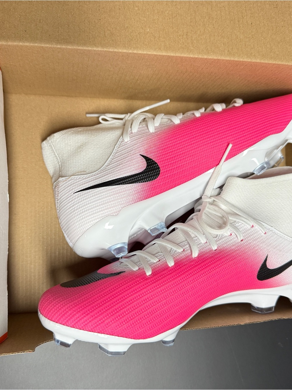 Nike Women’s Pink & White Soccer Cleats with Black Swoosh